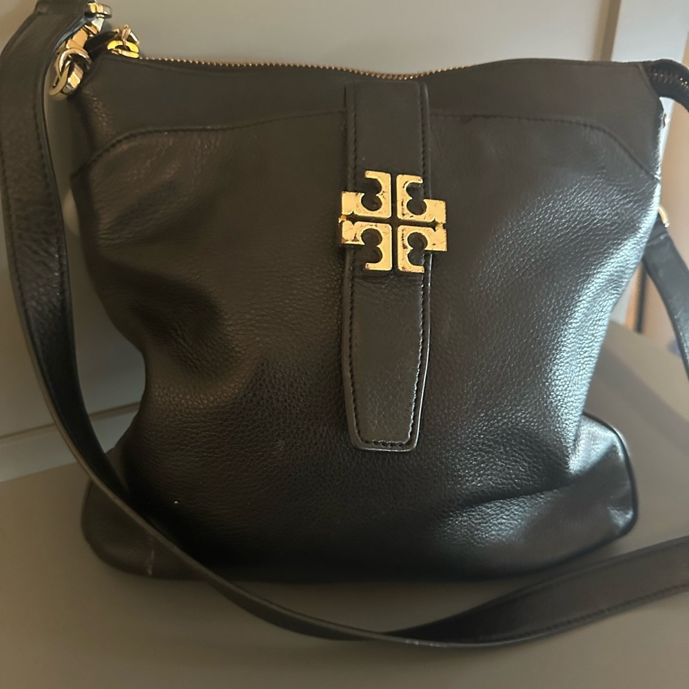 Tory Burch Black Crossbody Bag with Gold Logo